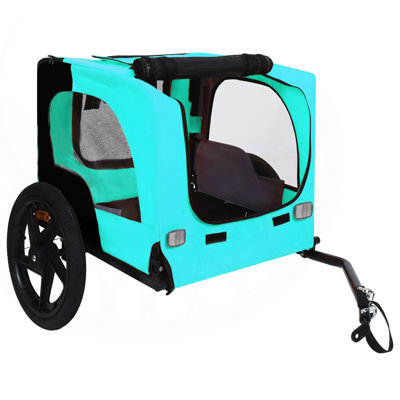 Outdoor Heavy Duty Collapsible Pet Bike Trailer with 16-Inch All-Terrain Wheels, Universal Hitch, and Enhanced Safety Features for Small to Medium Pet