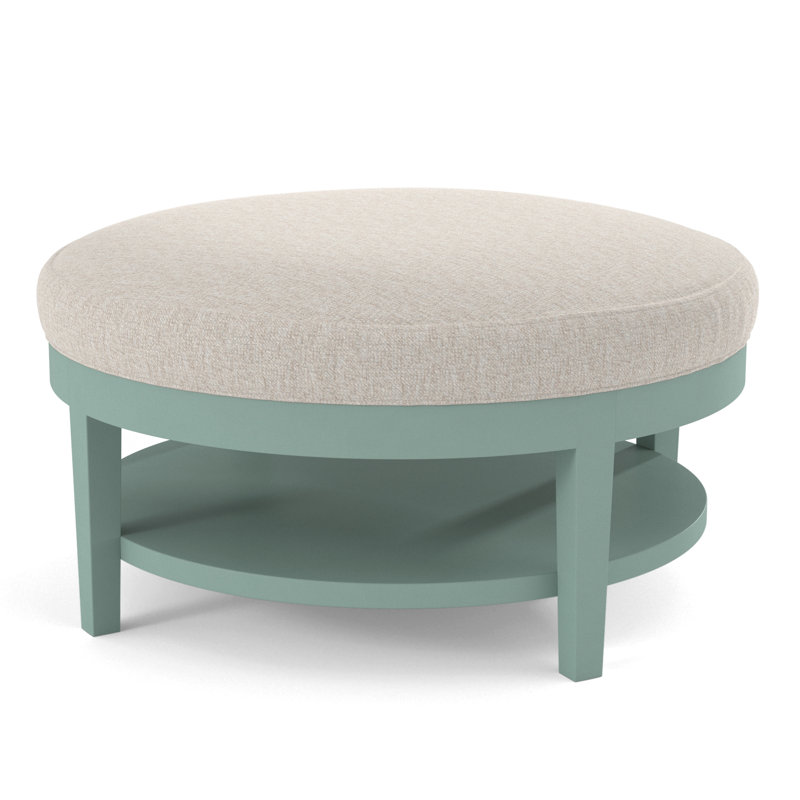 Midtown Upholstered Ottoman, Snow Crypton Performance; 0884-91, Antique Black Finish