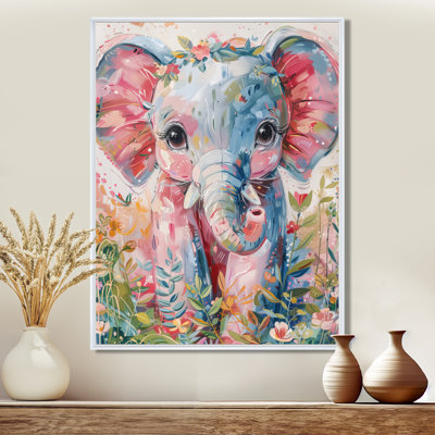 Pépinière gris, rose, magnifique éléphant I - éléphant, art mural, salon