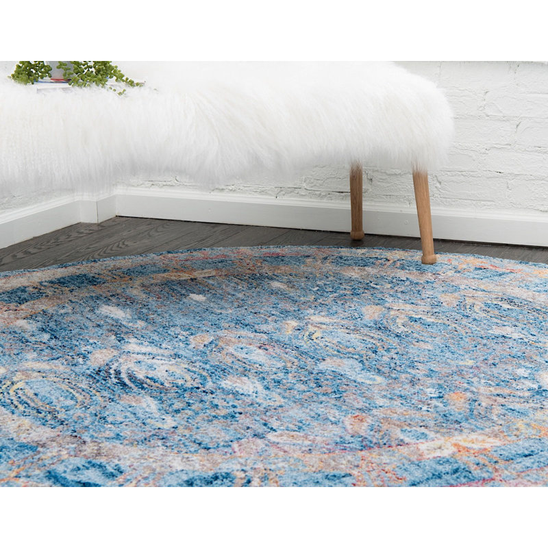 Tapis à motif oriental bord de mer Kingston, Rond 3 pi 3 po