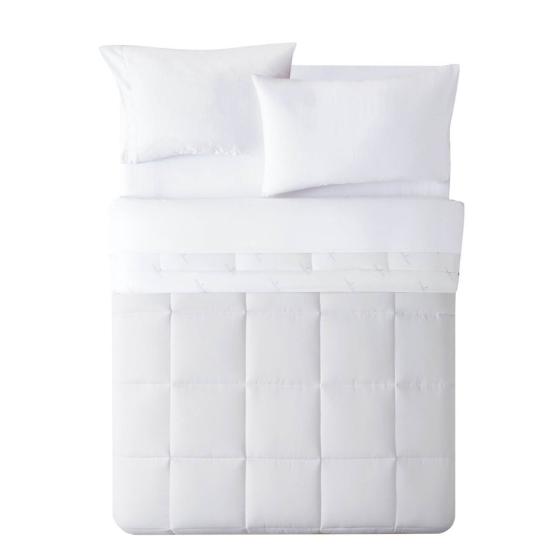 King White Reversible Microfiber Down Comforter Set