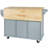 Versatile Kitchen Cart with Rubber Wood Drop-Leaf, Storage Cabinet, and 5 Wheels for Efficient Space Management-1562575098