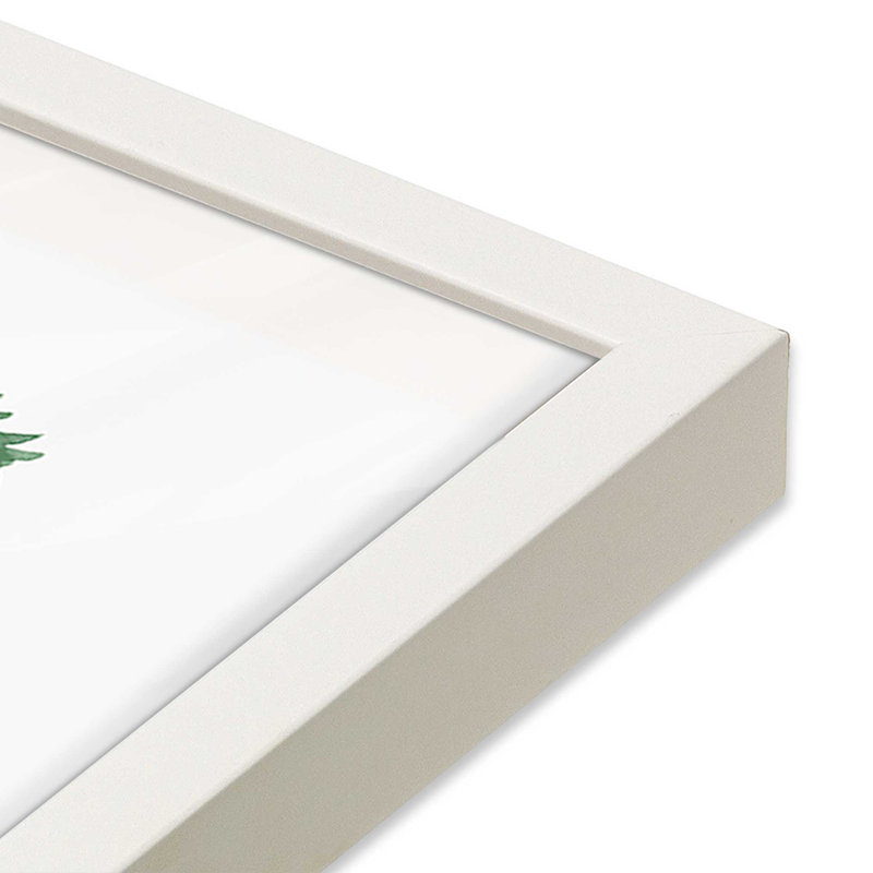 Impression de bas de Noël joyeux II, Cadre simple opaque blanc, bois massif, H 21,5 po x l 21,5 po