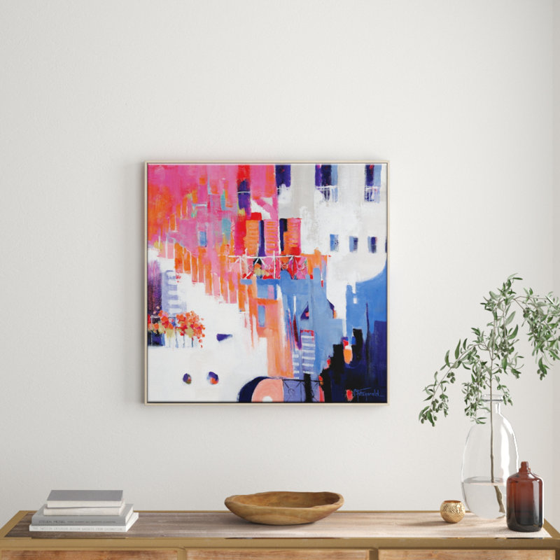 Stairs To Happiness by Catherine Fitzgerald - Painting on Canvas, 61cm H x 61cm W, Timber