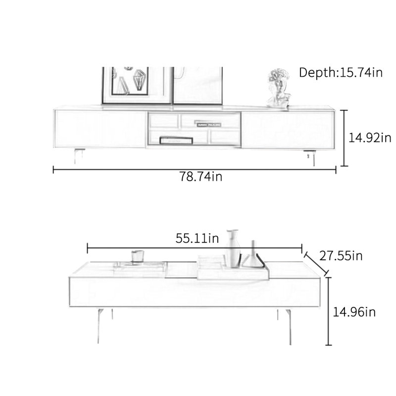 Simple coffee table TV cabinet combination