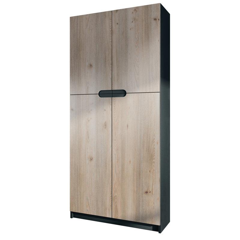 Mazeppa 4 -Door 4 -Shelf, Matt black/Almond white
