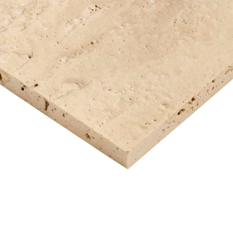 Travertine 4x4 Filled Brushed Vein Cut Tile, Classic Brushed