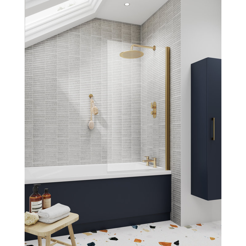Pacific 775mm - 790mm W x 1430mm H Hinged Semi-Frameless Tub Door with Clear Glass