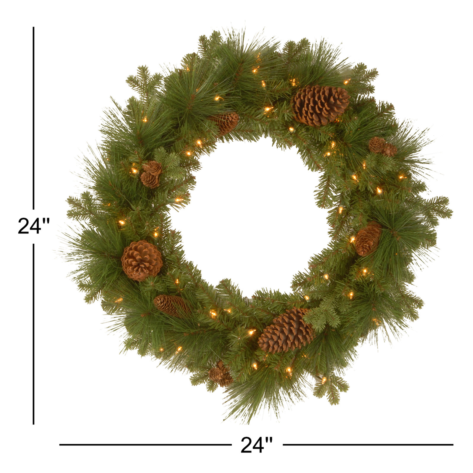24" Spruce Pre-Lit Wreath