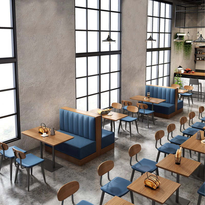 Banc rembourré en similicuir Classic Fashion Cafe, Bleu