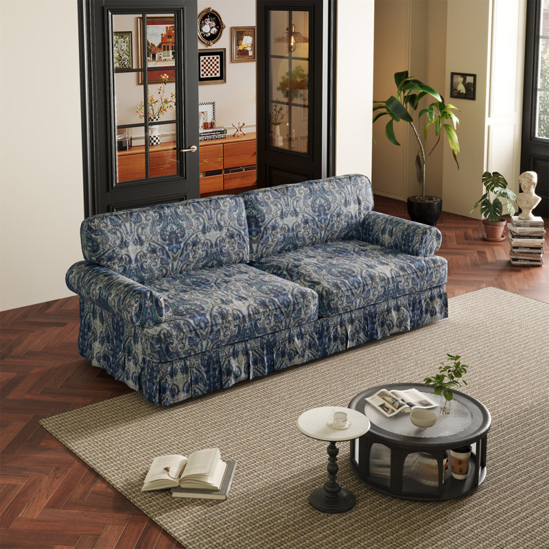 Canapé 74 pouces 3 places luxueusement confortable, Bleu