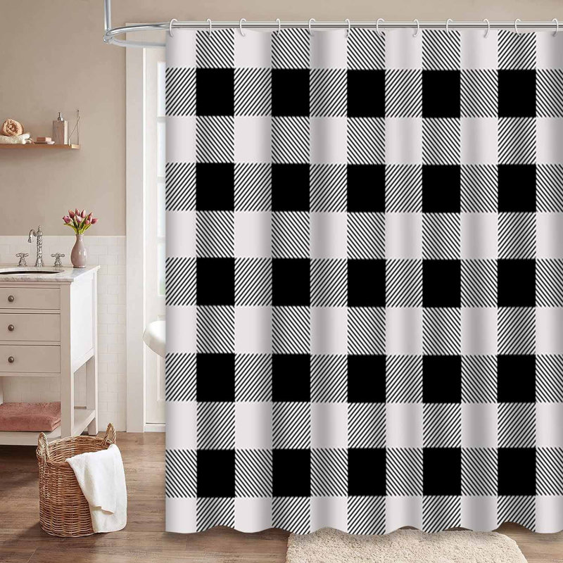 Rideau de douche noir avec 12 crochets Buffalo, L 72 po x l 78 po