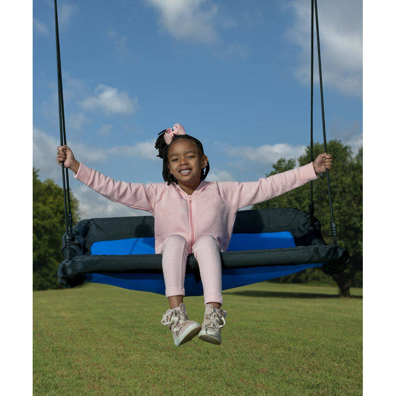 Blue and Black Heavy-Duty Rectangular Platform Swing with Steel Frame