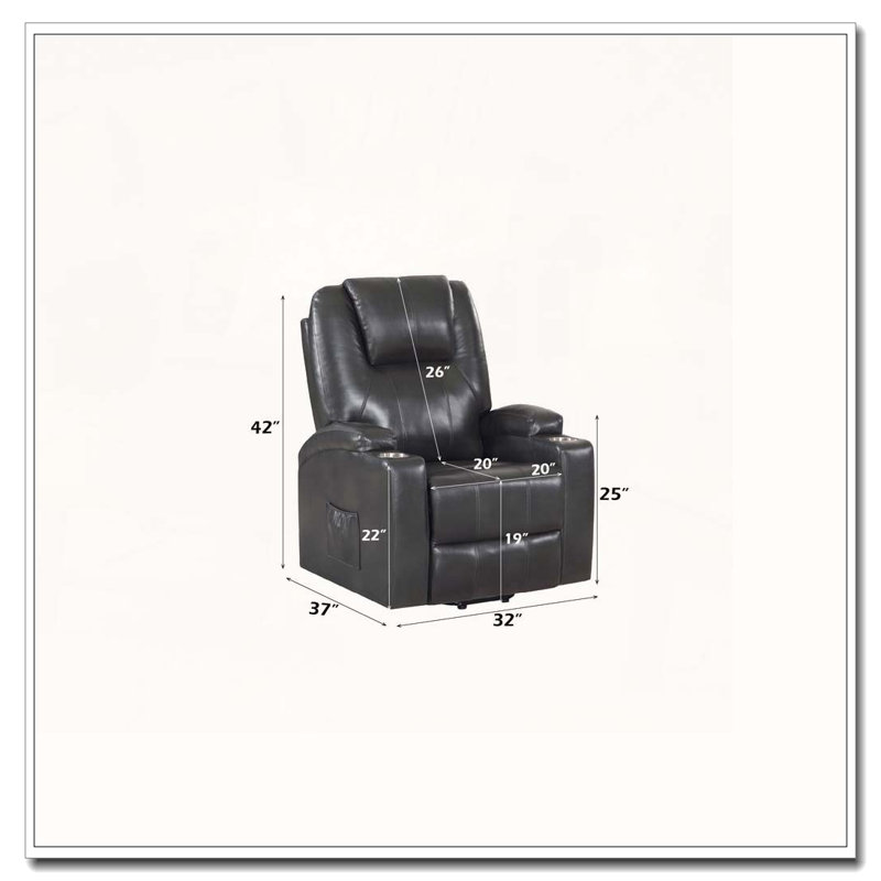 Fauteuil inclinable en cuir avec relevage électrique et massage