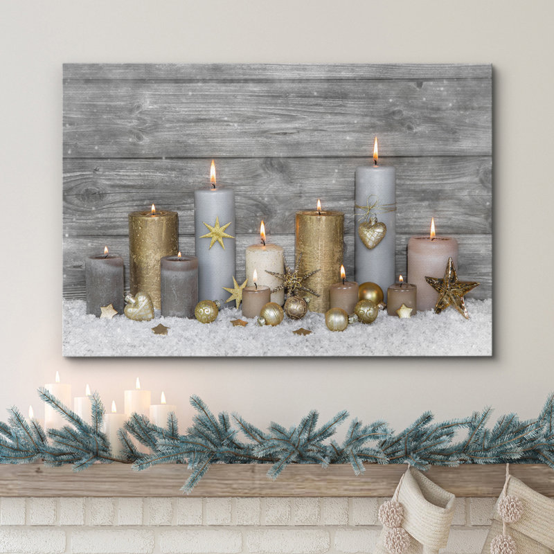 Christmas Holiday Celebration Candles X08 - Photographie sur toile tendue, H 24 po x l 36 po