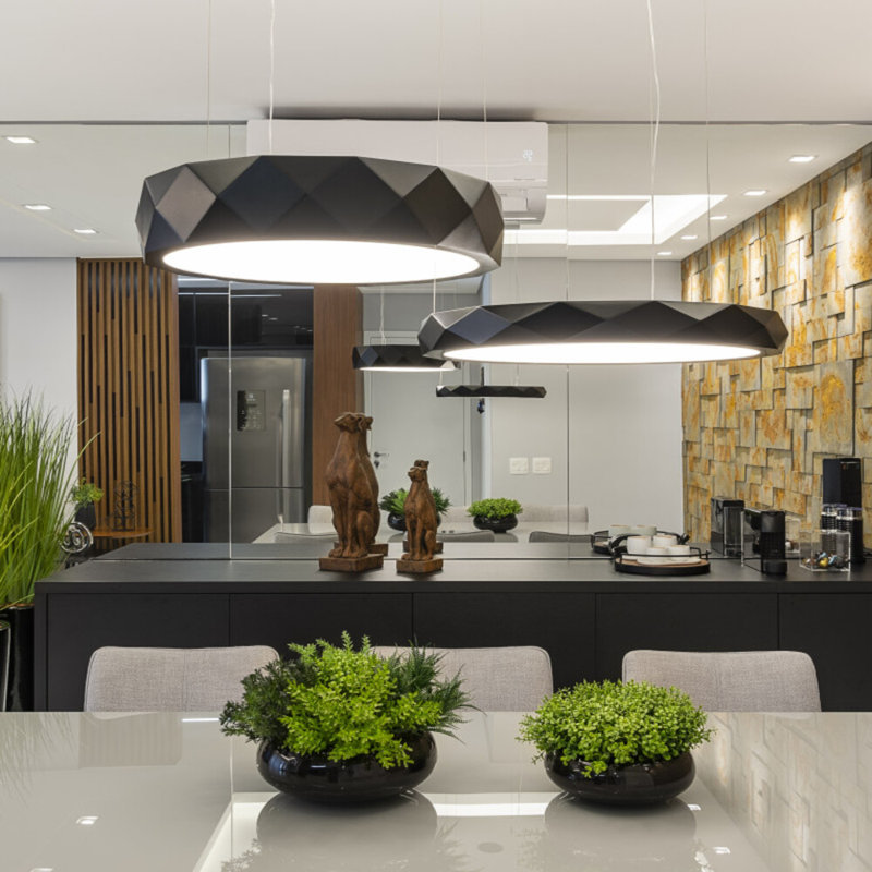 1 - Light LED Pendant, Imbuia, 4.68" H x 39" W x 39" D