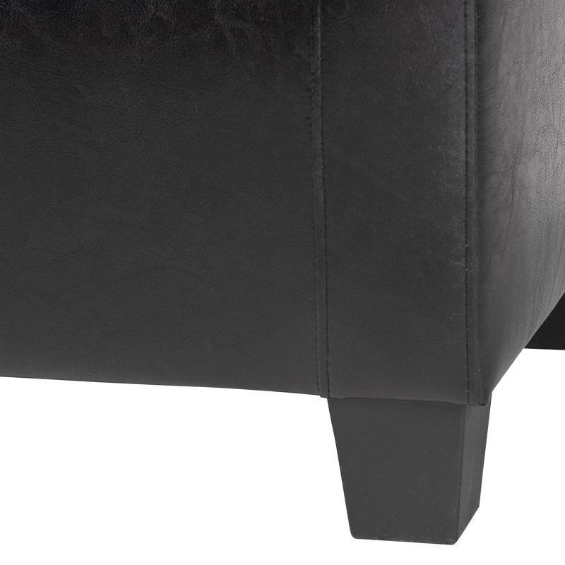 Kaimilani Faux Leather Ottoman, Black Faux Leather
