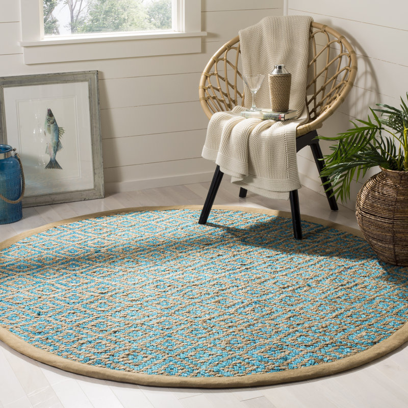 Derouen Natural Fiber Hand Woven Jute Southwestern Rug, Round 6'