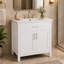 Meuble-lavabo autoportant de 76 cm de large avec porte, tiroir intérieur et dessus en céramique-1122163086