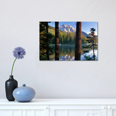 Mt Moran Reflected In String Lake, Grand Teton National Park by Tim Fitzharris - Wrapped Canvas Print