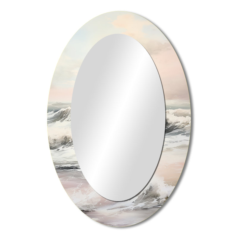 Miroir mural beige et rose minimaliste Tranquil Whispers I, 36 po x 24 po