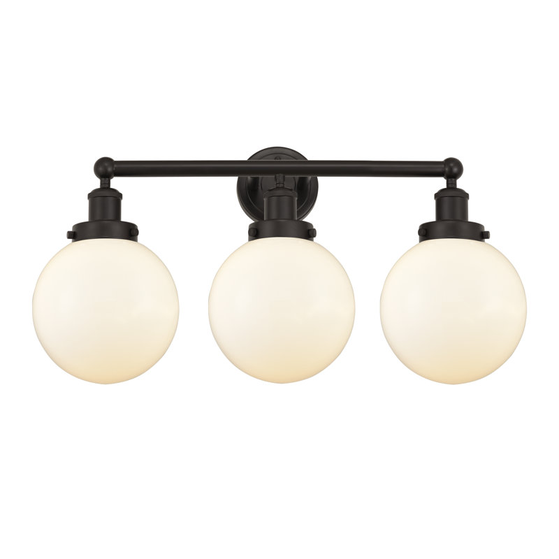 Éclairage pour meuble-lavabo à intensité variable à 3 lumières Alfonsa, Blanc mat, Bronze huilé