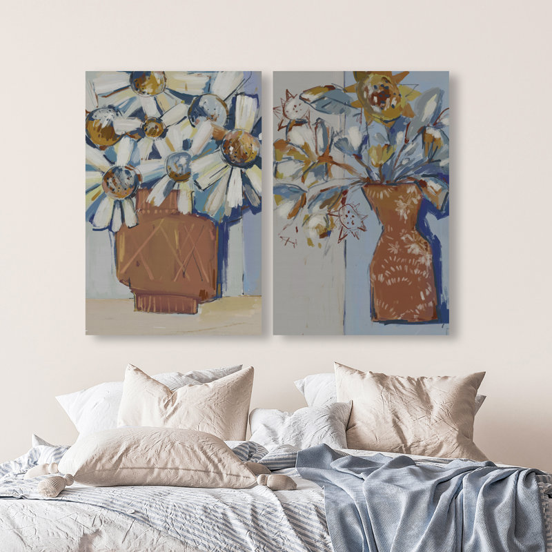 Abstract Flowers Set Set by Oliver Gal, 45" H x 30" W, Gallery Wrapped