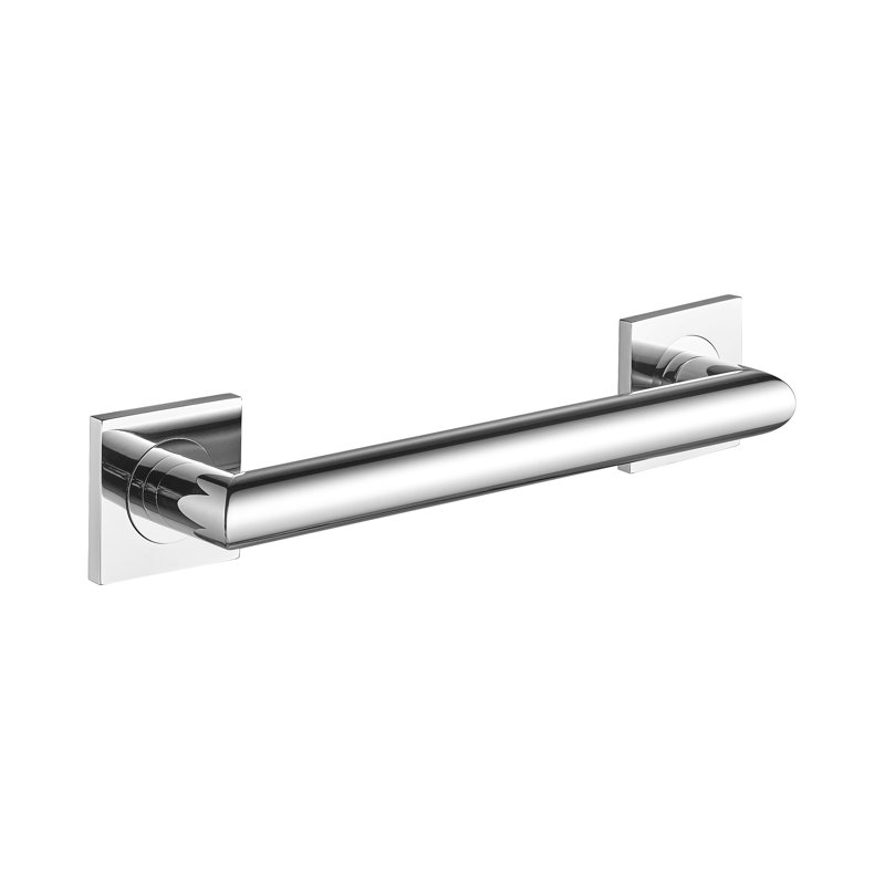12" Wall-Mounted Crater Grab Bar - Chrome, Premium Brass Construction, Installation Hardware Included, 12" W, Chrome