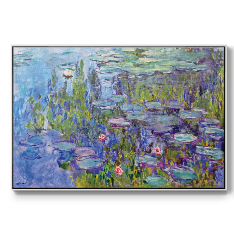 Nymphéas, 1914, impression sur toile encadrée, H 27 po x l 41 po x P 2 po, Blanc