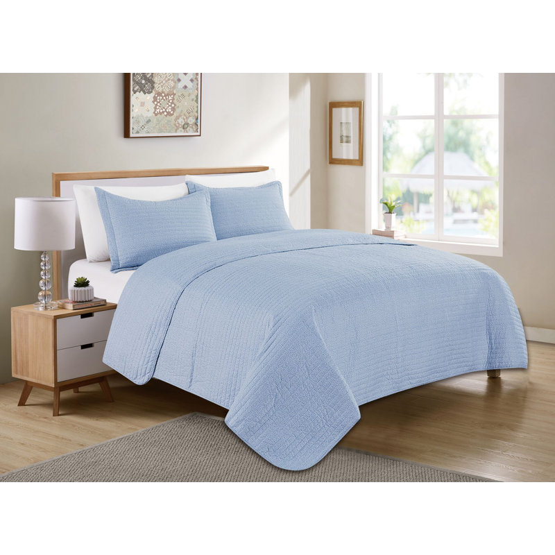 Polyester Quilt, Twin/Twin XL Quilt + 1 Sham, Light Gray