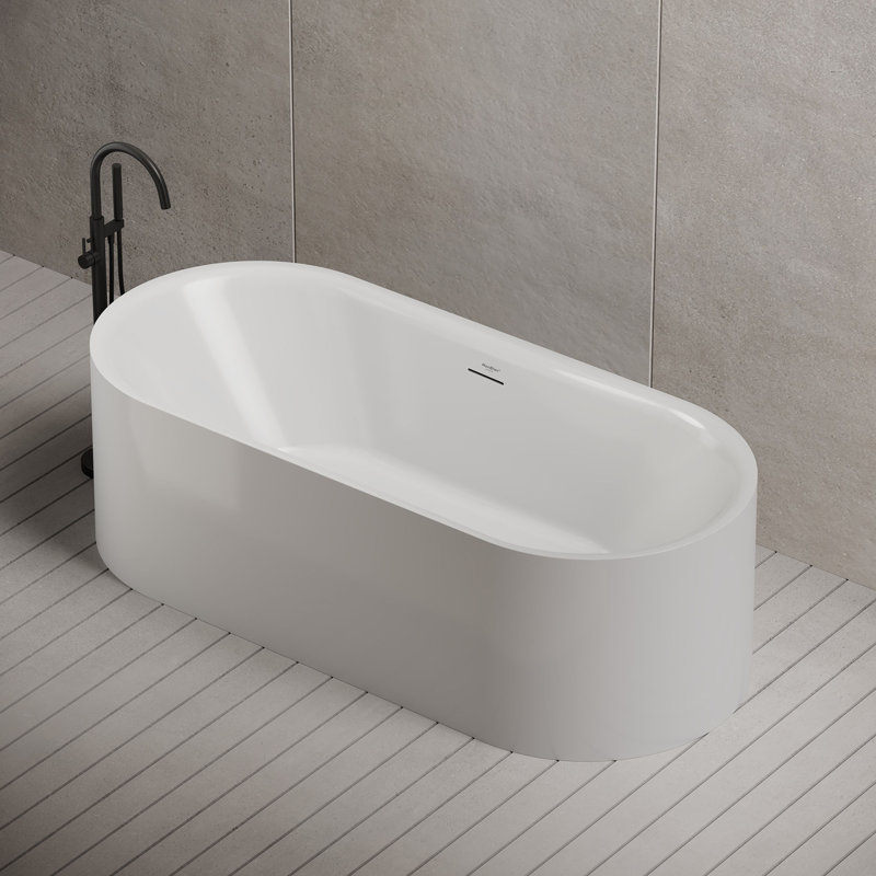 MonBlari 51'' X 28'' Freestanding Soaking Acrylic Bathtub with Overflow and Pop-up Drain For Bathroom, Glossy White