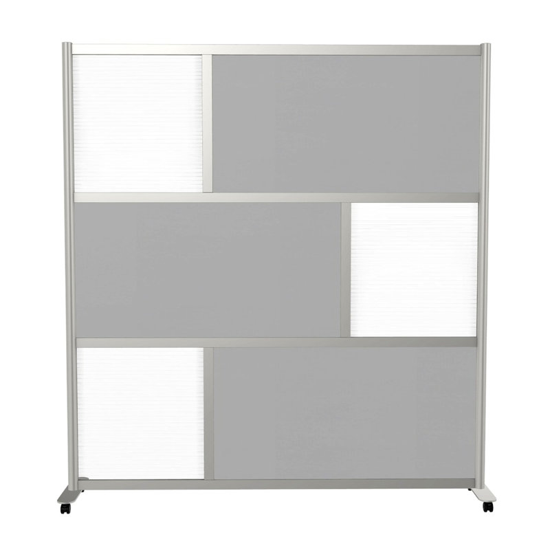 Cordoba Modern 6 Panels Room Divider, Gray, Half Moon