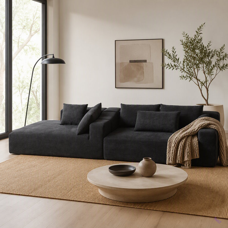 Modern Chenille Upholste Sectional Sofa Couch Set,Modular 108" L Shaped Sectional Living Room Sofa Set With 6 Pillows,Free Combination Sofa Couch For Living Room,Bedroom(Left Chaise)