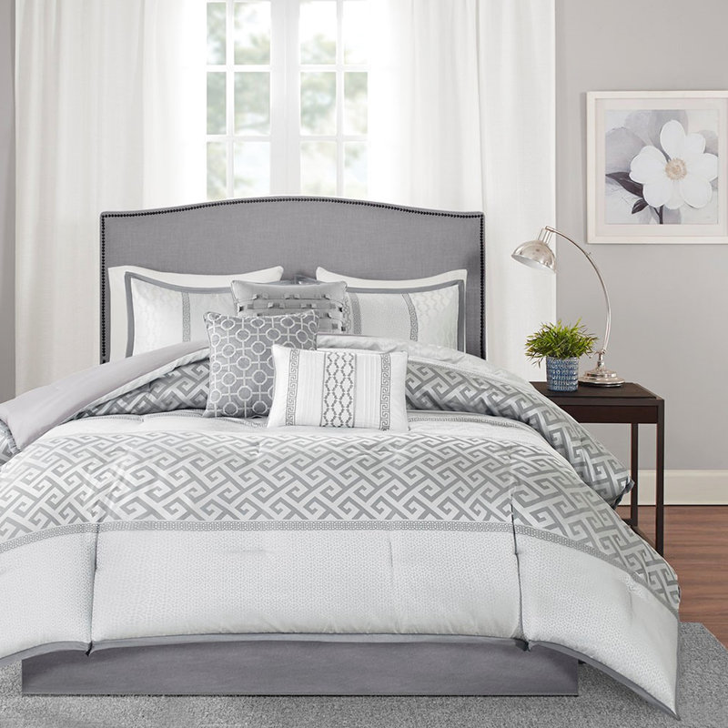 Édredon pour très grand lit 7 pièces en gris - Literie de luxe, Gris