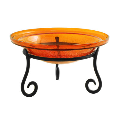 12 Inch Crackle Birdbath with Short Stand