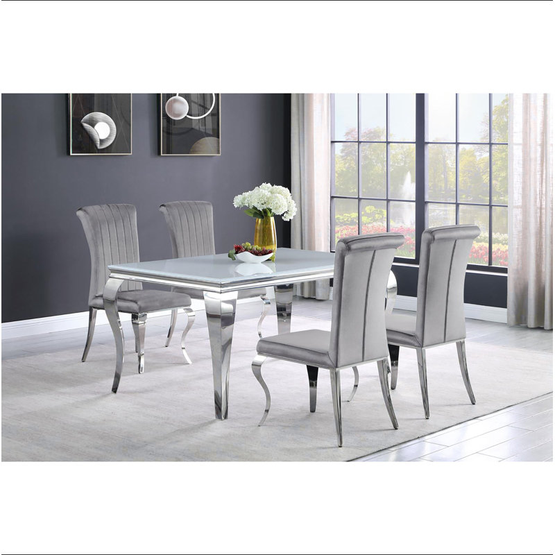 Chaises d'appoint grises rembourrées (ensemble de 4), Gris