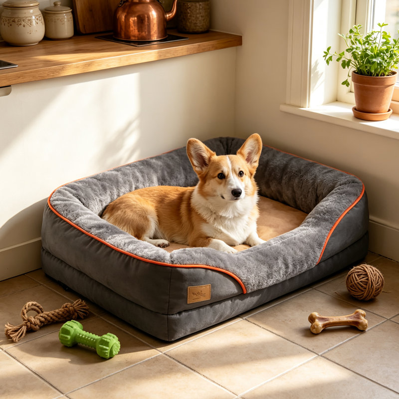 Orthopaedic Dog Bed Bolster Cushion, 23cm H x 69cm W x 51cm D