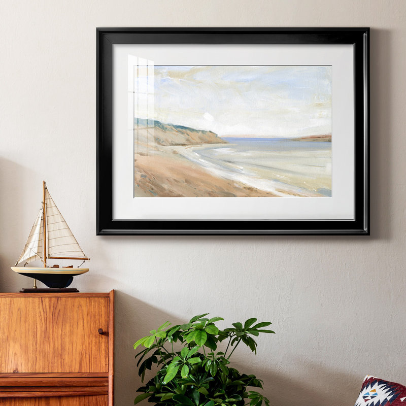 Étude de rivage I, Papier avec cadre noir fermé, H 26,5 po x l 36,5 po x P 1 po, Blanc
