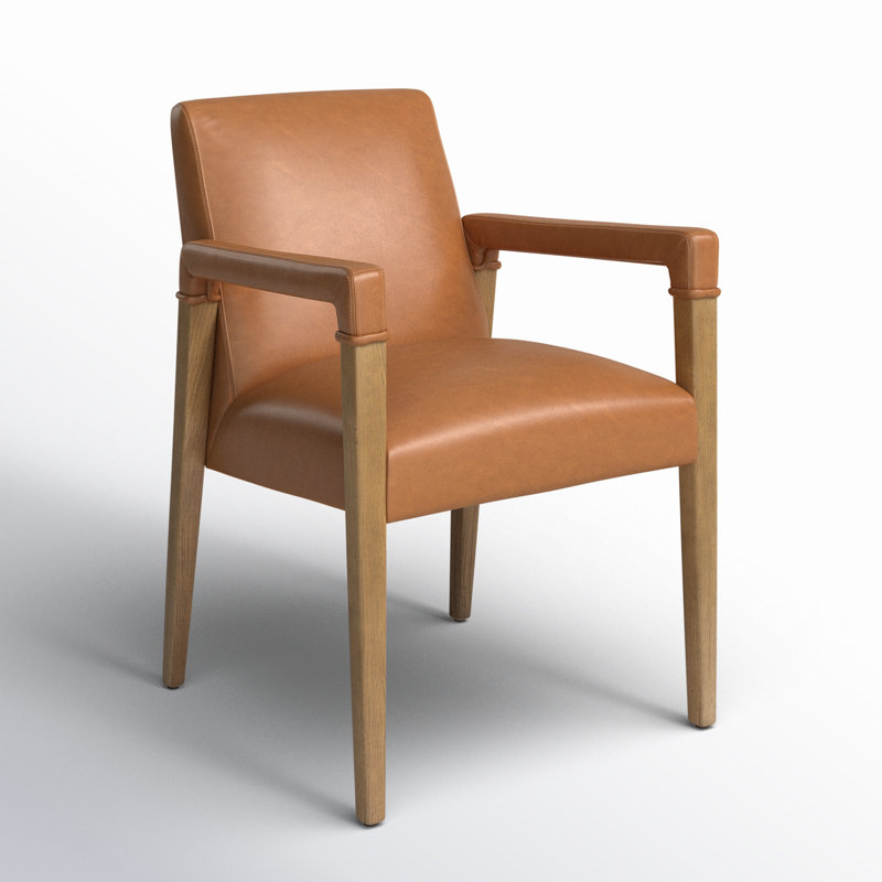 Reuben Upholstered Arm Chair, Faux Leather Brown