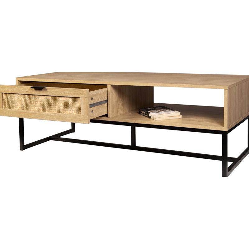 Tv Stand In Coastal Modern Fashion, Natural Wood, Drawer And For Display Wood With Drawer, Storage , Build Quality, 21 Inches Wide