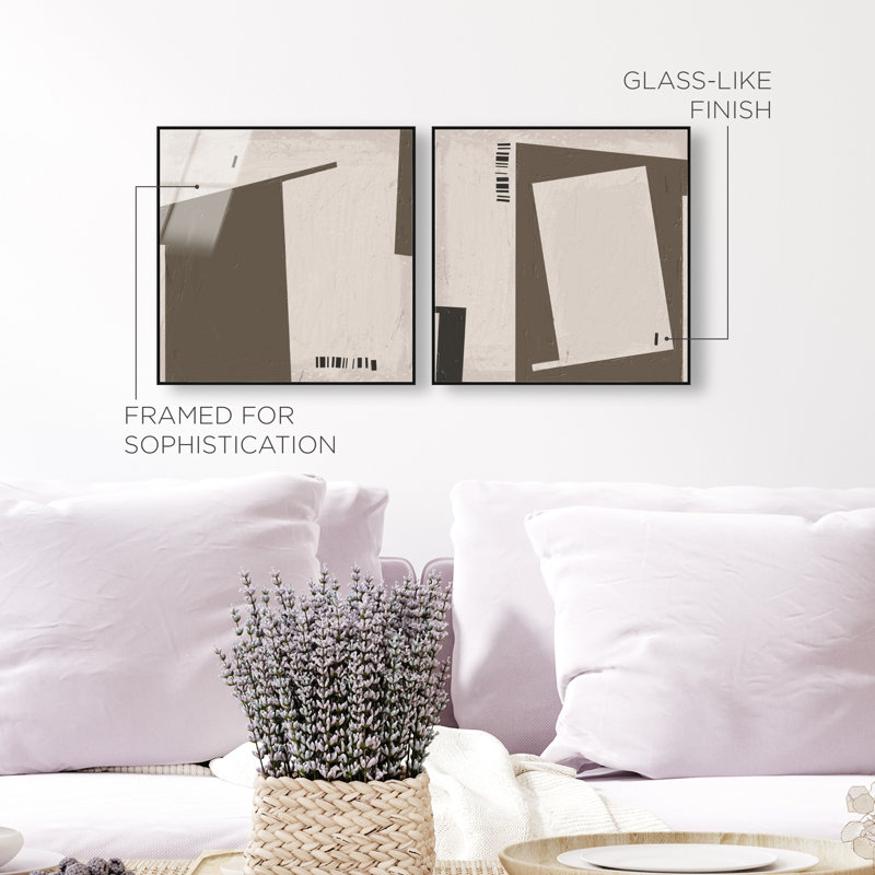 Structural Set High-Gloss Frameless Acrylic Glass Wall Art Abstract Print by Oliver Gal, Ready to Hang, 12 x 12, 13"H x 13"W