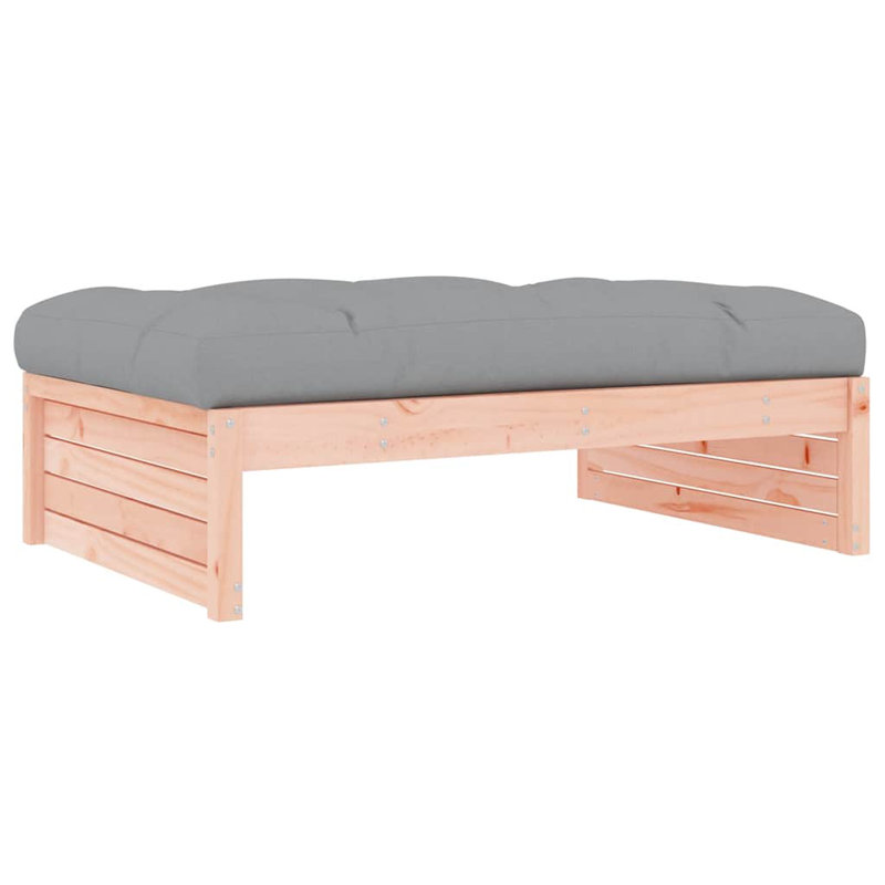 Garden Footstool Solid Wood, Brown, Grey