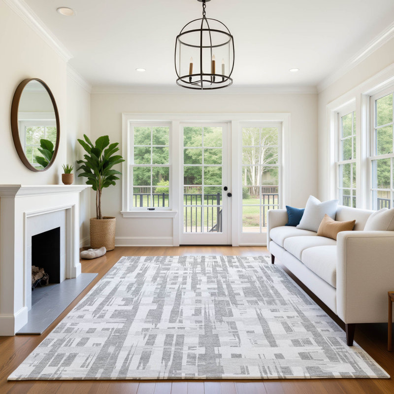 Tapis à rayures Chelston AMF1849 lavable à la machine de qualité supérieure, Rectangle 5 pi x 7 pi 6 po