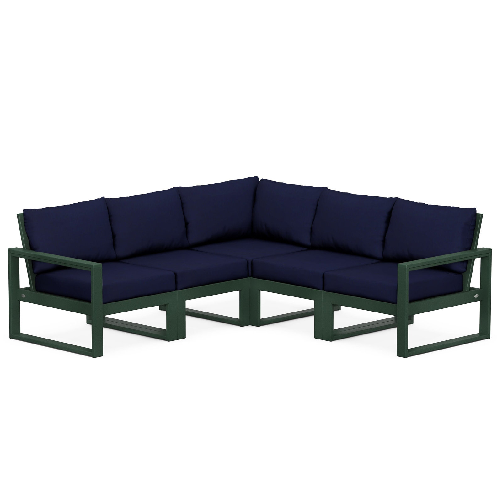 POLYWOOD® Edge 85" Patio Sectional, Navy, Green