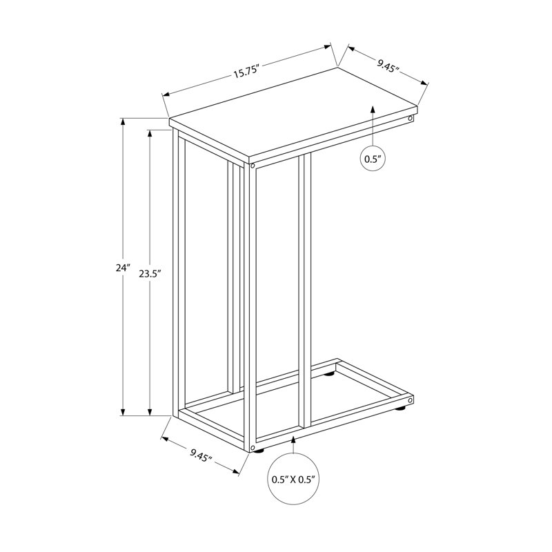 End Table, Accent Table, C-Shaped Table, Side Table For Living Room, Indoor End Table For Living Space