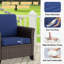Ensemble de conversation 4 pièces pour fauteuil d'extérieur courbé en osier brun avec coussins et repose-pieds-1005374381