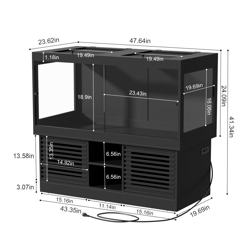 120 Gallon Reptile Tank 4x2x2 Enclosure Bearded Dragon Stand with Tempered Glass Door,Storage Compartments,Power Outlet,Bearded Dragon Snake Lizard