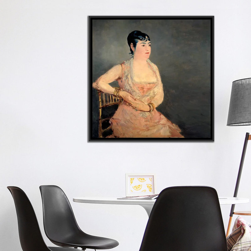 Reproduction d'art sur toile, "Lady" par Edward Manet, H 18 po x l 18 po x P 1,5 po, Toile encadrée noire, Pas de tapis