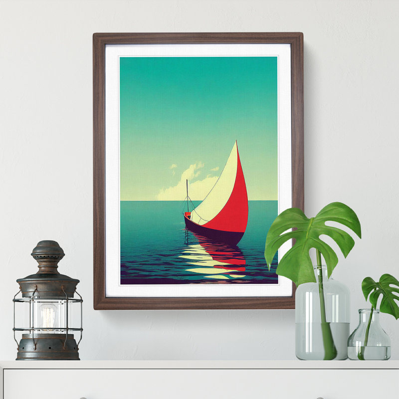 Awesome Boat - Single Picture Frame Print, 34cm H x 25cm W x 2cm D, Walnut Framed