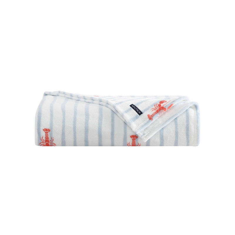 Couverture polaire Nautica, Lit simple, Homard à rayures bleues
